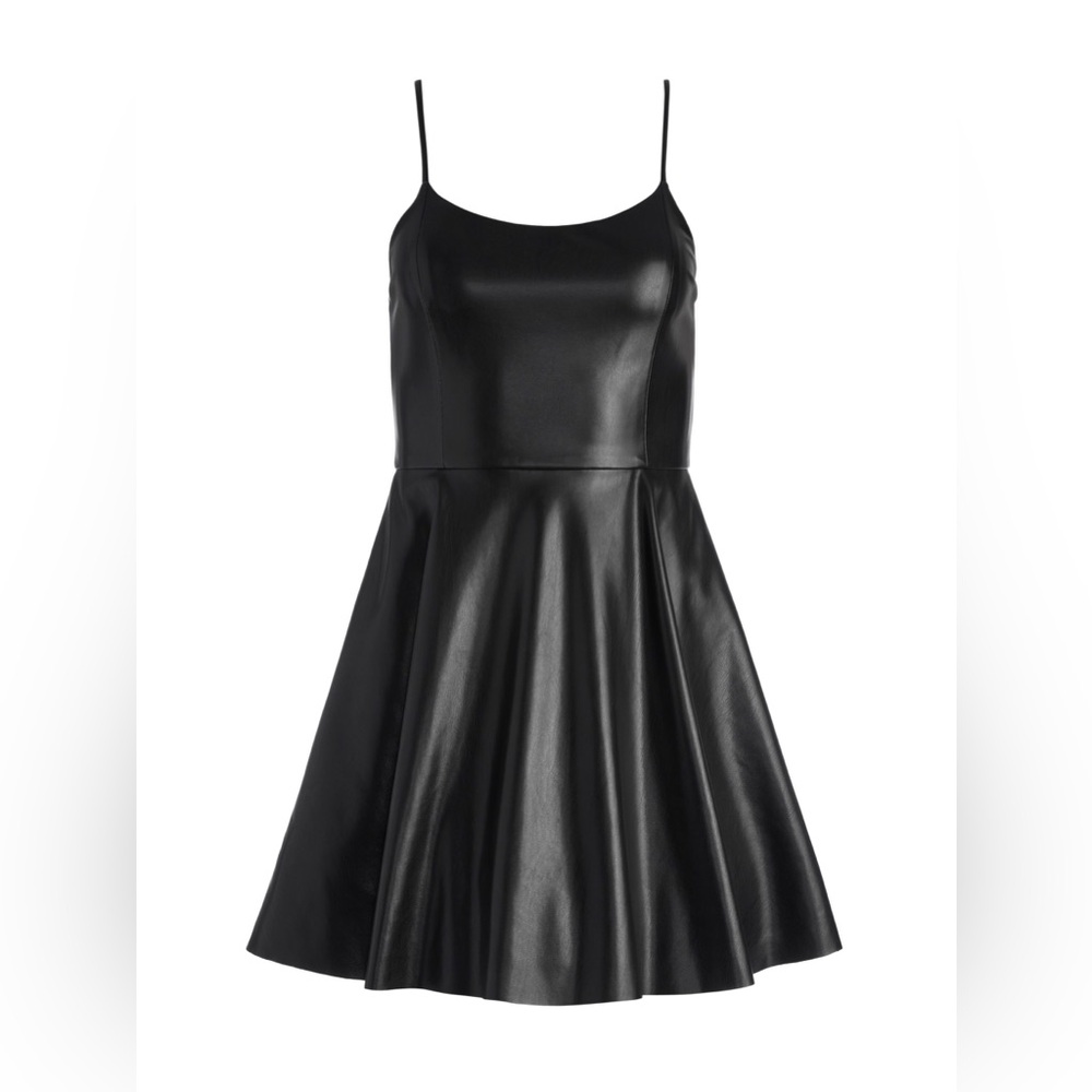 Alice + Olivia Rome Vegan Leather Mini Dress in Black